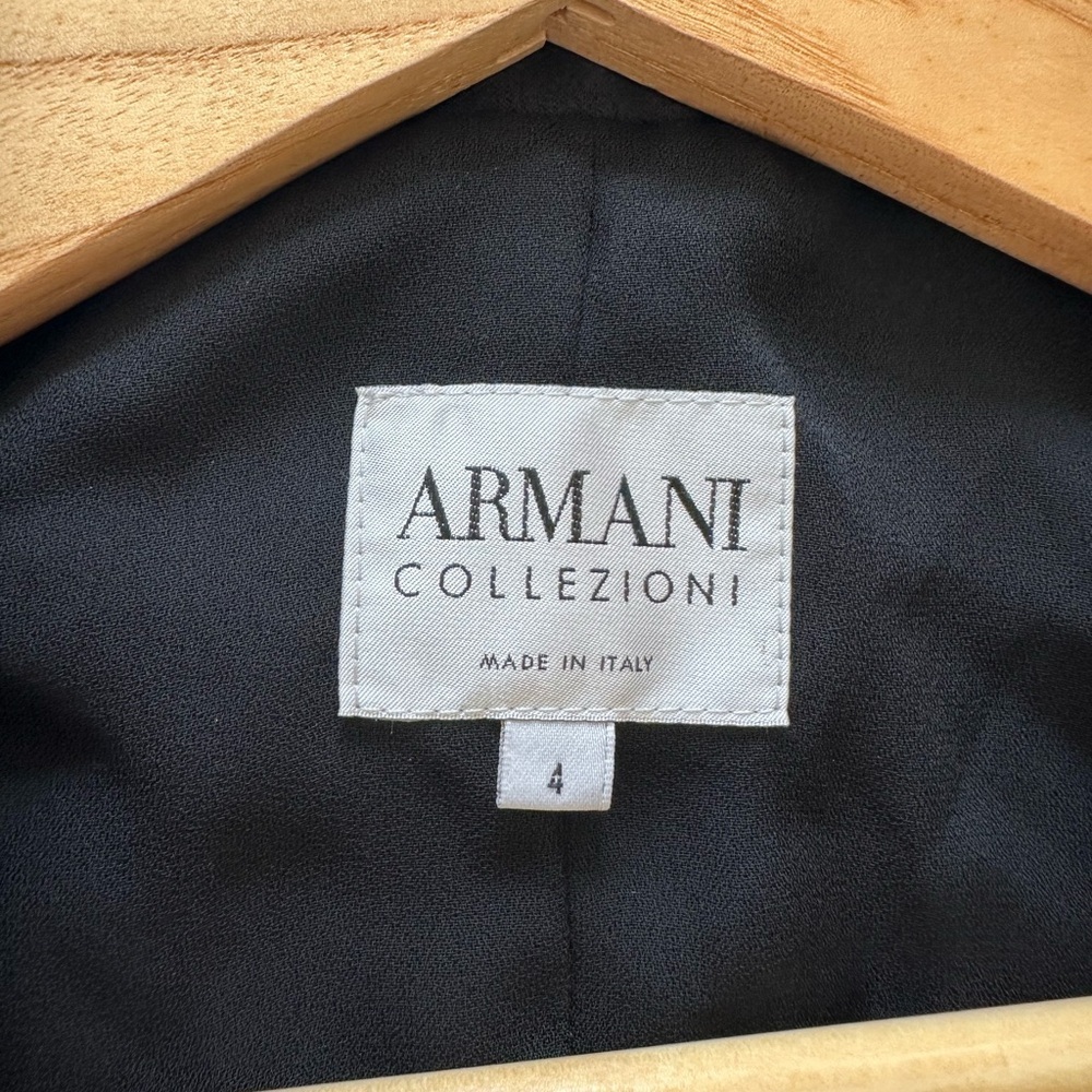 Armani Collezioni Classic Black Satin Blend Tuxedo Blazer - Picture 6 of 7